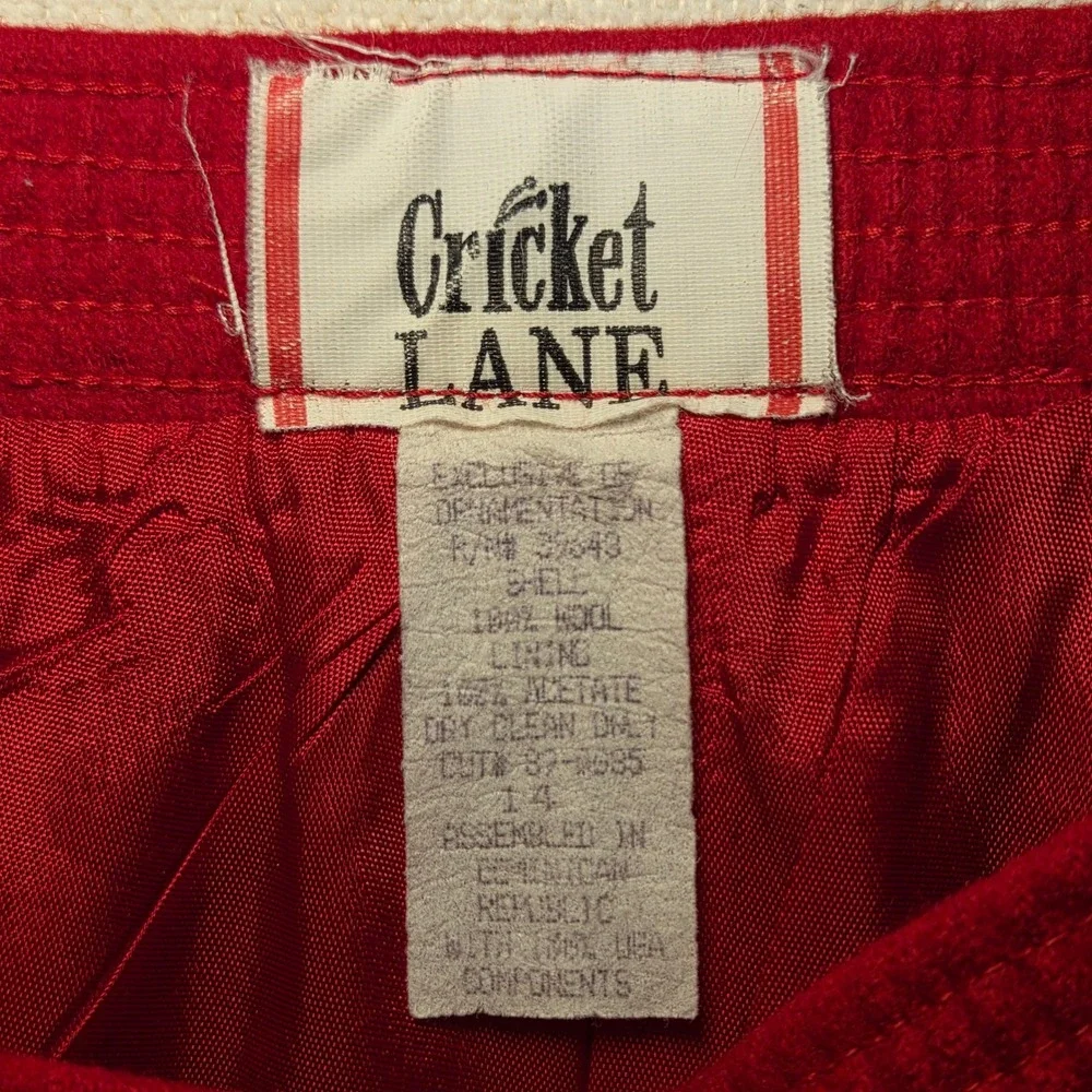 Cricket Lane Red Wool Midi Skirt Vintage 14 Classic Office‎ Winter Retro Career
